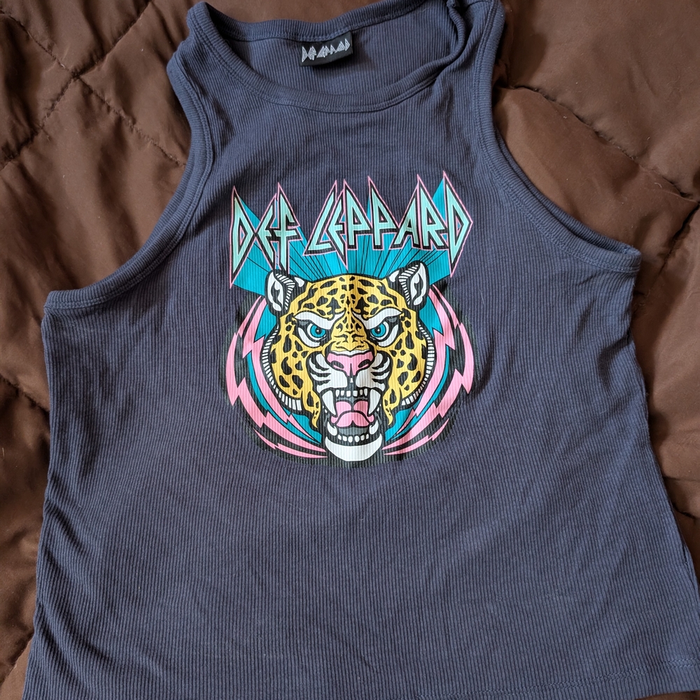 Charcoal Gray Crop Top with Retro Tiger Graphic